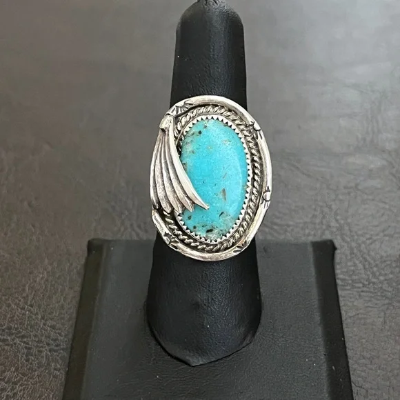 🔴SOLD🔴 Vintage Native American sterling silver & turquoise ring Size 7 - Picture 3 of 10
